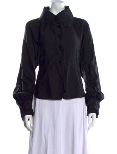 Pre-owned Sharon Wauchob Silk Long Sleeve Button-up Top In Black