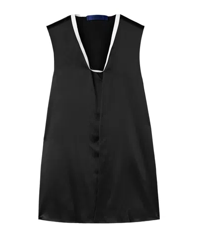 Sharon Wauchob Poutou Grosgrain-trimmed Silk Top In Black