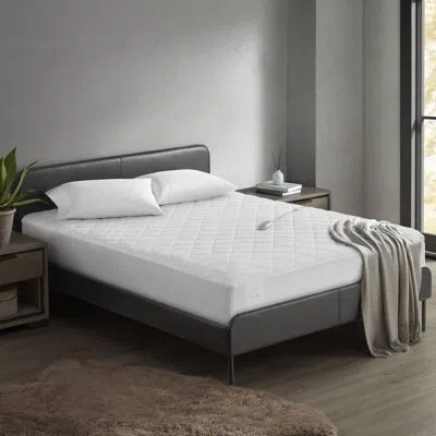 Sharper Image Embossed Microfiber Heated Mattress Pad In White