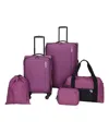 Sharper Image Travel Eva Molded 5 Piece Softside Luggage Set In Fuchsia