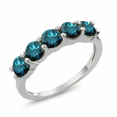 Pre-owned Sharpview 14k White Gold 3/4 Ct Blue Enhanced Diamond Wedding Ring Any Size In Blue ( Heat Treated)