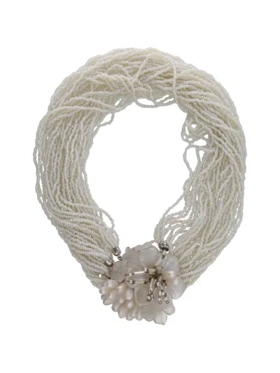 Pre-owned Sharra Pagano 1970s Bijoux Flower Necklace In Neutral