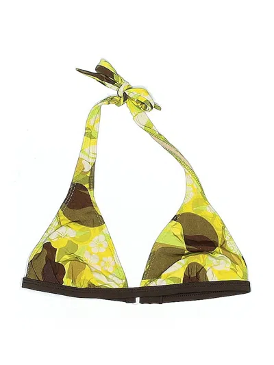 Pre-owned Shasa Swimsuit Top Yellow Camo Pattern Swimwear