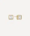 Shashi 14ct Gold-plated Vermeil Silver Emerald Baguette Stud Earrings In Gold