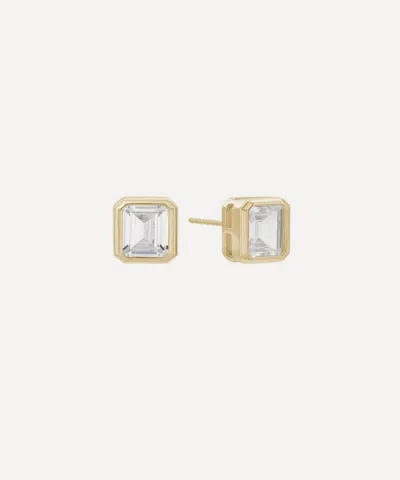 Shashi 14ct Gold-plated Vermeil Silver Emerald Baguette Stud Earrings