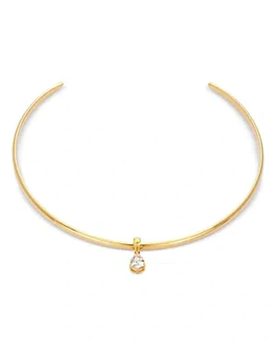Shashi 14k Yellow Gold Plate & Cubic Zirconia Structured Collar Necklace, 16"-18"