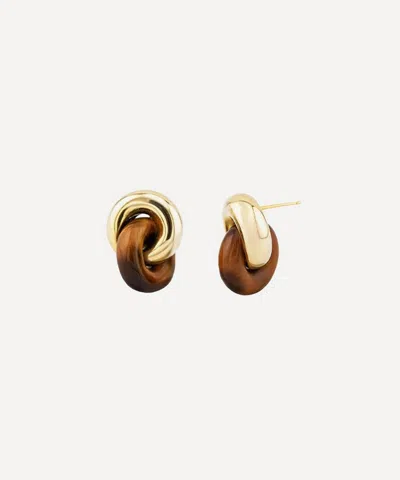 Shashi 18ct Gold-plated Supernova Drop Earrings In Brown