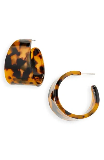 Shashi Alice Tortoiseshell Hoop Earrings In Brown