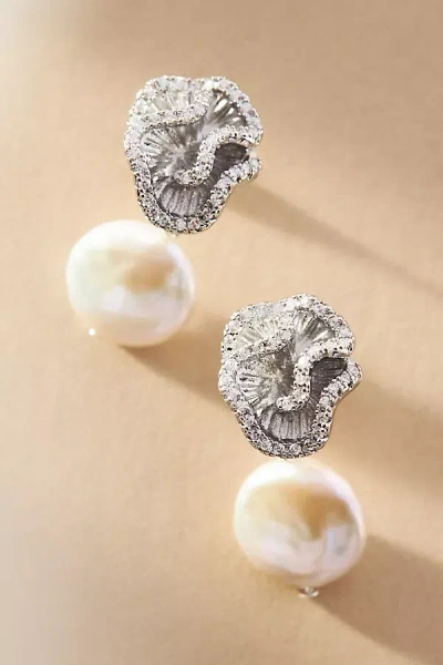 Shashi Arya Pearl Drop Earrings In Silver