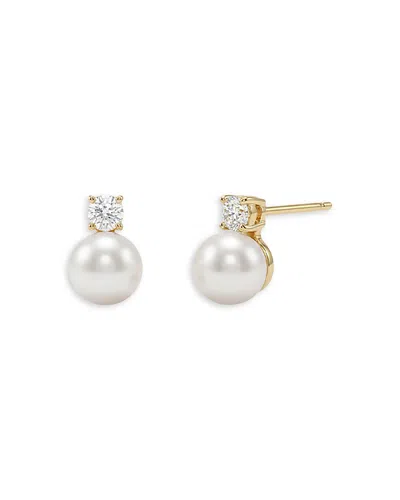 Shashi Baby Bliss Cubic Zirconia & Cultured Freshwater Pearl Stud Earrings In Gray