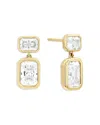 Shashi Emerald Cut Cubic Zirconia Double Drop Earrings In Gold
