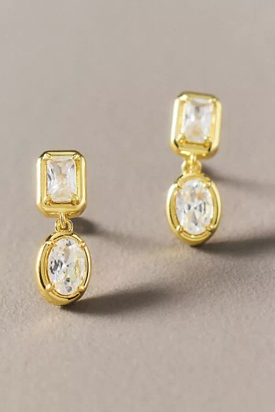 Shashi Bezel Crystal Drop Earrings In Gold