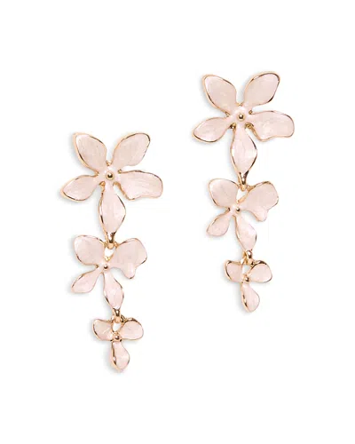 Shashi Blossom Drop Resin Earrings In 14k Gold Plated Sterling Silver In Pink