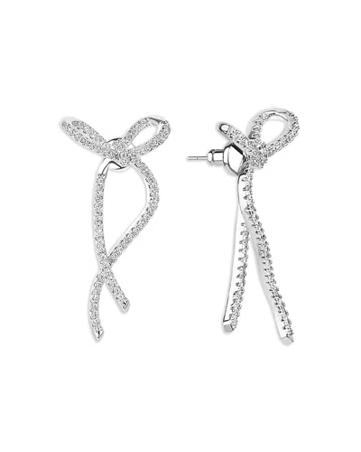 Shashi Caroline Cubic Zirconia Bow Drop Earrings In Silver