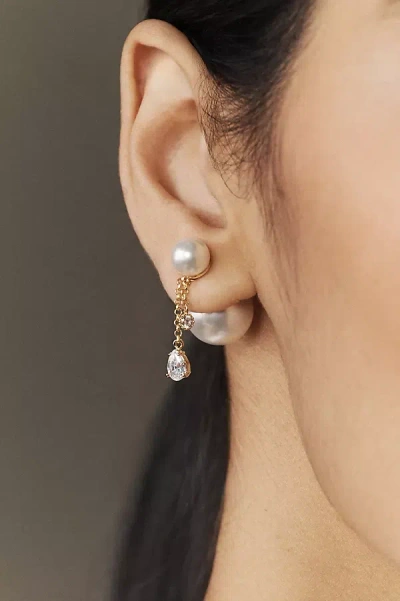 Shashi Charm Double Ball Pearl Earrings In Gold