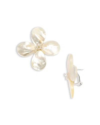 Shashi Coquina Mother Of Pearl Flower Stud Earrings In White