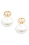 Shashi Crystal & Faux Pearl Double Drop Earrings