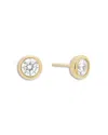 Shashi Cubic Zirconia Bezel Solitaire Stud Earrings In Gold