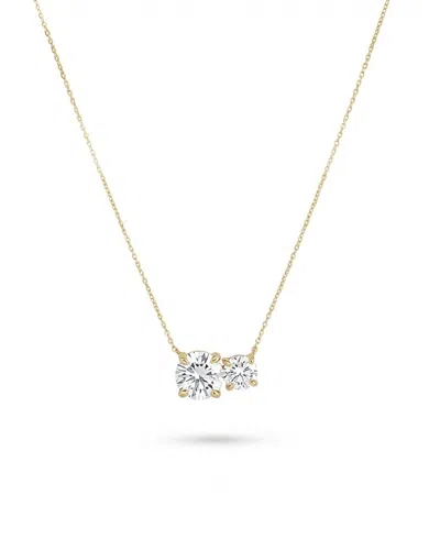 Shashi Cubic Zirconia Double Solitaire Pendant Necklace, 16.25-18.25 In Gold