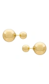 Shashi Double Ball Earring In Metallic Gold