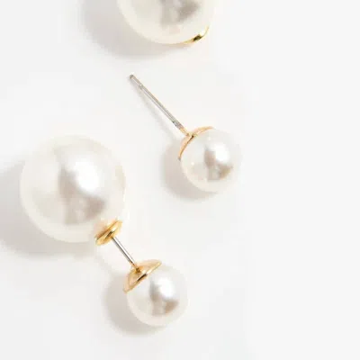 Shashi Double Ball Earrings In Pearl In Sand