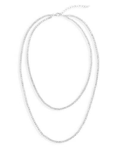 Shashi Double Tennis Necklace, 12 In Silver