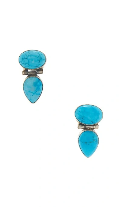 Shashi Drop Earrings In 蓝绿色