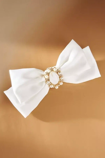 Shashi Eleanor Satin Hair Bow In White