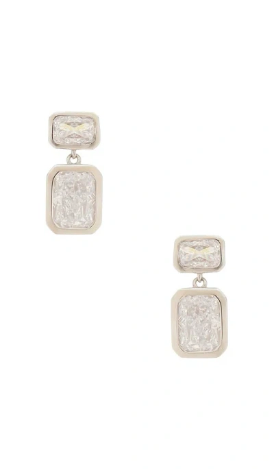 Shashi Emerald Baguette Drop Earring In Silver