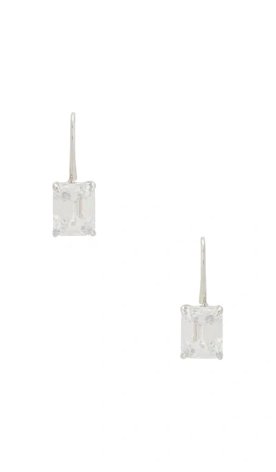 Shashi Emerald Baguette French Hook Earring In Silver