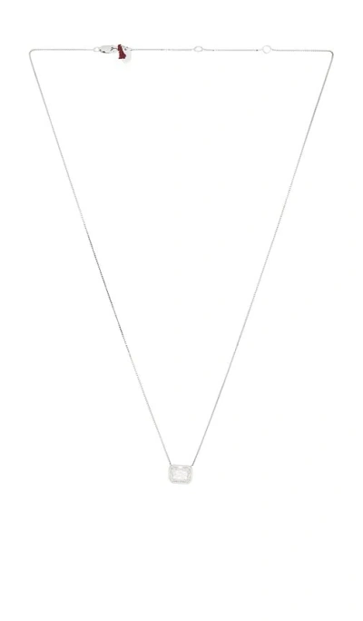 Shashi Emerald Baguette Necklace In Silver