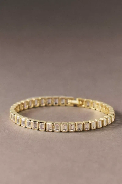 Shashi Emerald Cut Baguette Tennis Bracelet In Gold