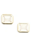 Shashi Emerald Cut Cubic Zirconia Stud Earrings In Gold