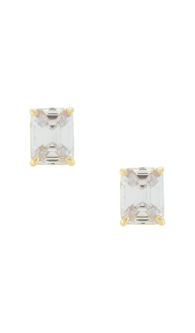 Shashi Emerald Cut Stud Earrings In Neutral