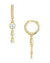 SHASHI EMILY CUBIC ZIRCONIA CHARM HUGGIE HOOP EARRINGS IN 14K GOLD PLATED