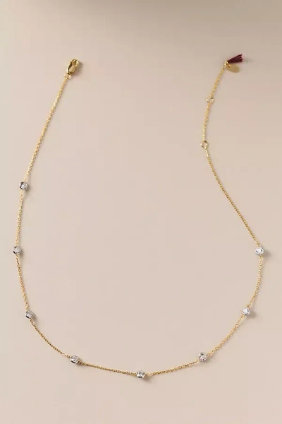 Shashi Emily Two-toned Cubic Zirconia Necklace In Brown