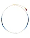 Shashi Esme Sapphire & Cultured Freshwater Pearl Beaded Collar Necklace In 14k Gold Filled, 16-18 In Blue/white