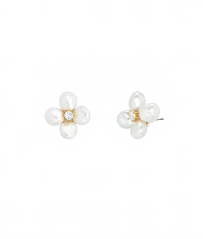 Shashi Flower Earrings In Pearl In White