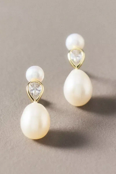 Shashi Freshwater Pearl Crystal Drop Earrings In White