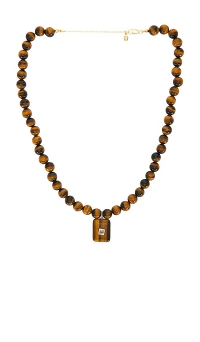 Shashi Gemstone Tiger Eye Pendant Necklace In Brown
