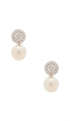 Shashi Halo Stud Pearl Drop Earring In Metallic