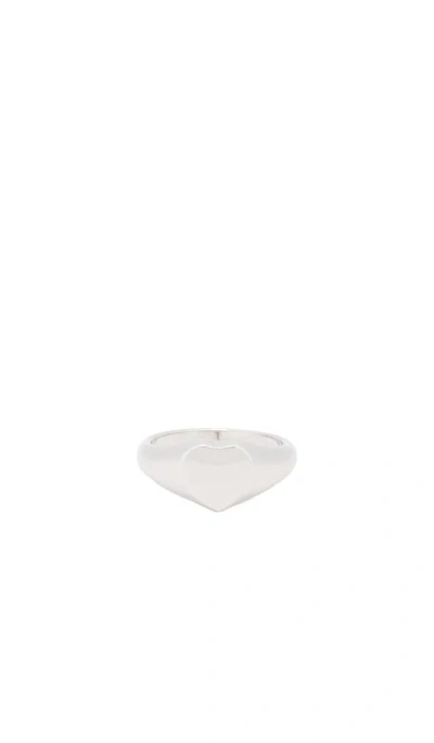 Shashi Heart Signet Ring In Metallic Silver