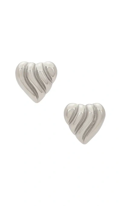 Shashi Josephine Heart Stud In Metallic Silver