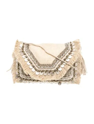 Pre-owned Shashi Jute Clutch In Neutrals
