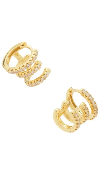 Shashi Katerina Triple Pave Earring In Gold