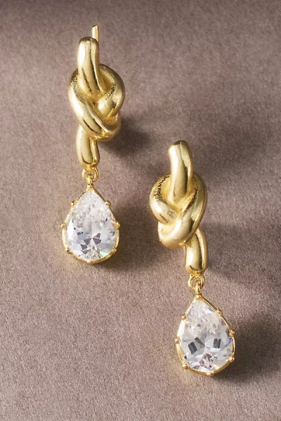 Shashi Knot Diamond Climber Earrings In Gold