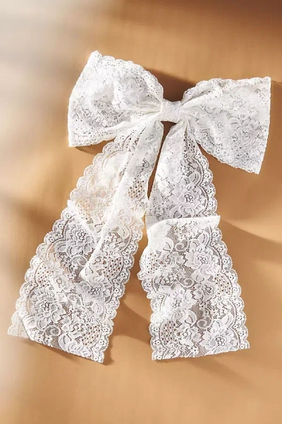 Shashi Lace Hair Bow Barrette In White