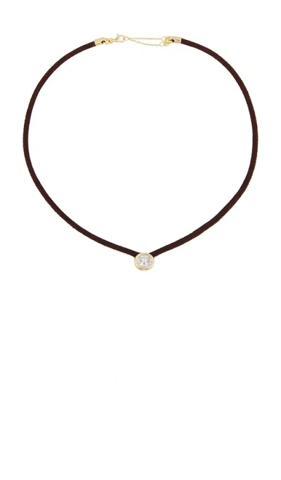 Shashi Lasso Solitaire Necklace In Brown