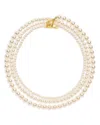Shashi Louise Imitation Pearl Wrap Necklace In 14k Gold Plated Sterling Silver In White