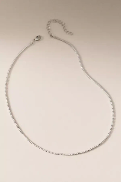Shashi Micro Teeny Tiny Tennis Necklace In Silver